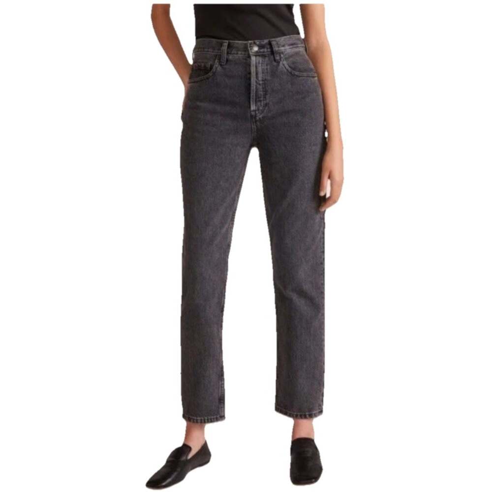 Everlane Cheeky Bootcut Jeans Womens 28 Crop Faded Black High Rise Stretch Denim